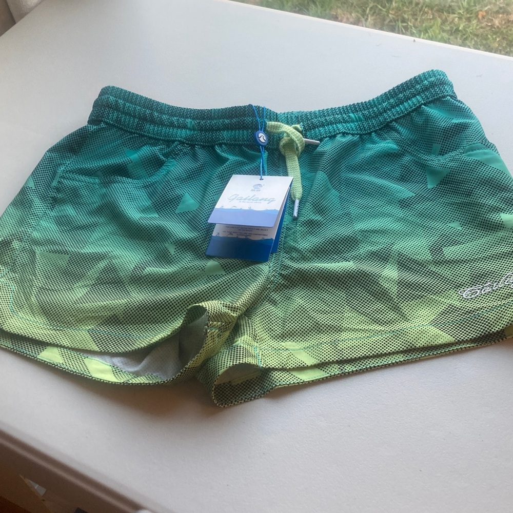 Men"s Green Ombre Swim One-Piece Cover Shorts